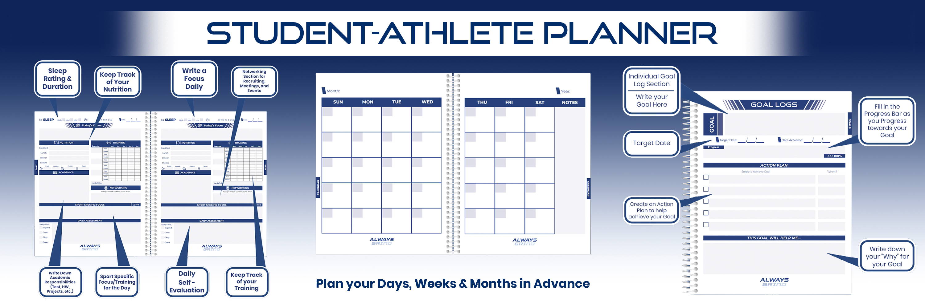AG StudentAthlete Planner Always Grind Football